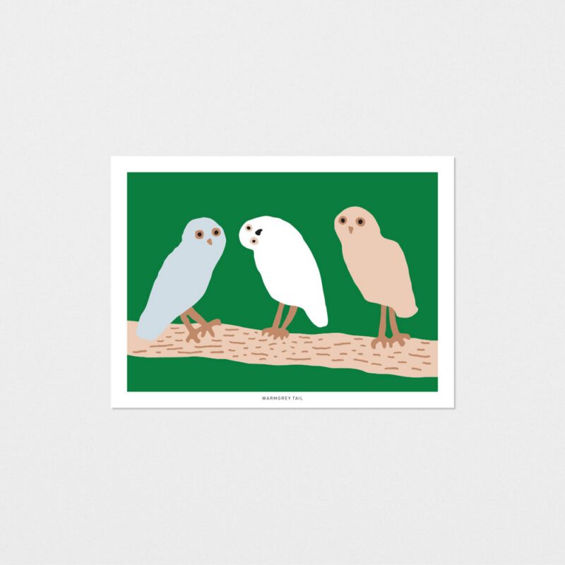 Postkarte - Hello Owls Green